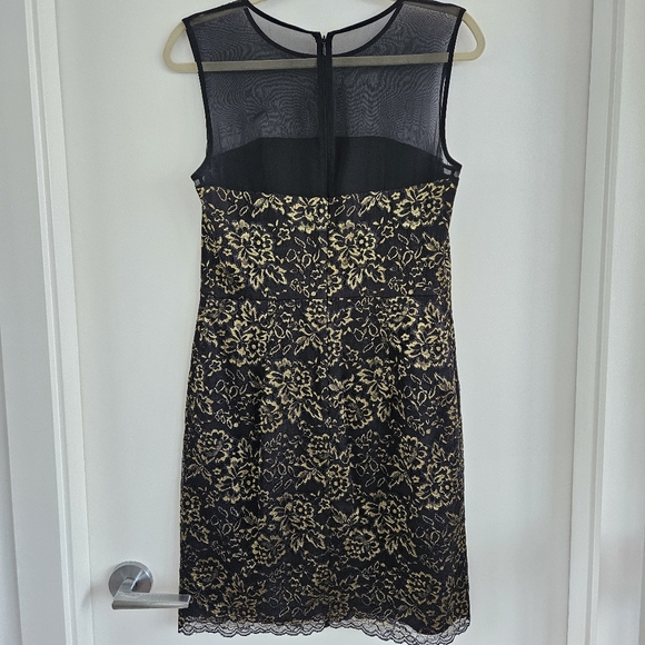 Diane Von Furstenberg Black Gold Nisha Sleeveless Lace Sheath Dress - Picture 4 of 12